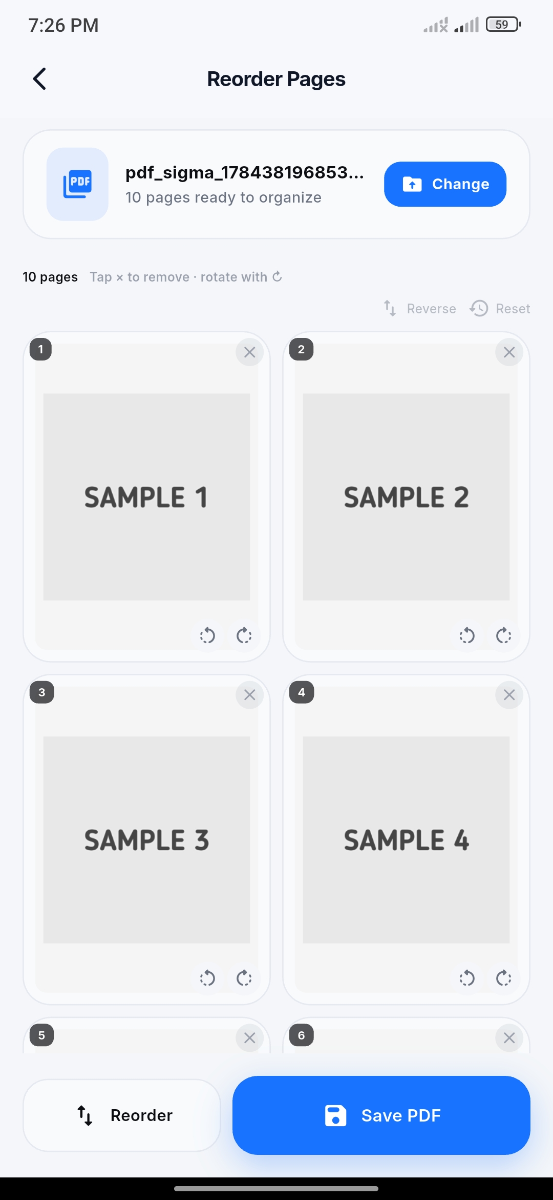 Reorder PDF pages