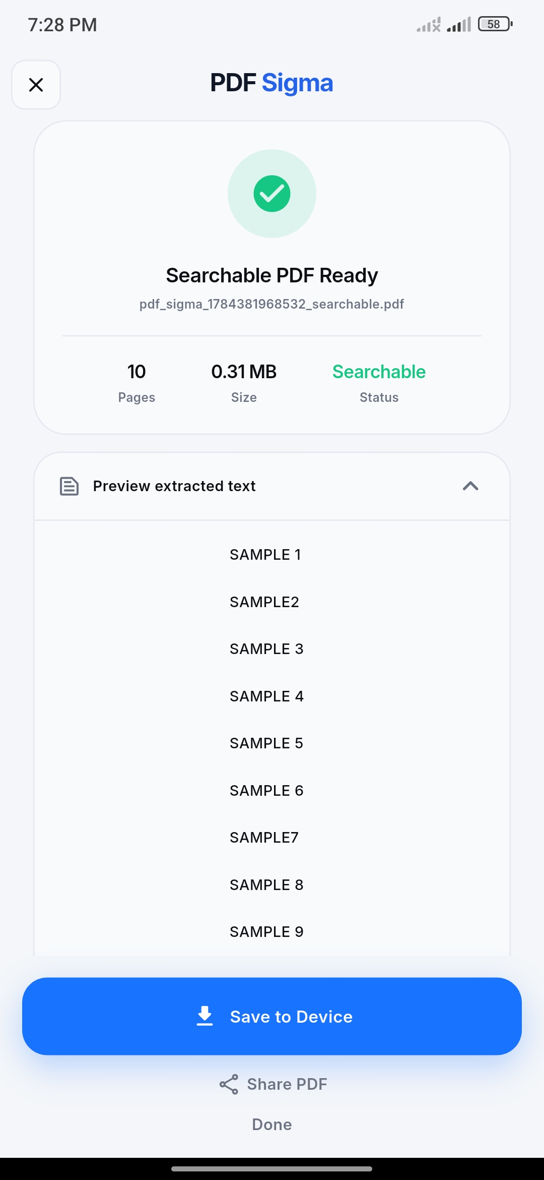 Searchable PDF with OCR